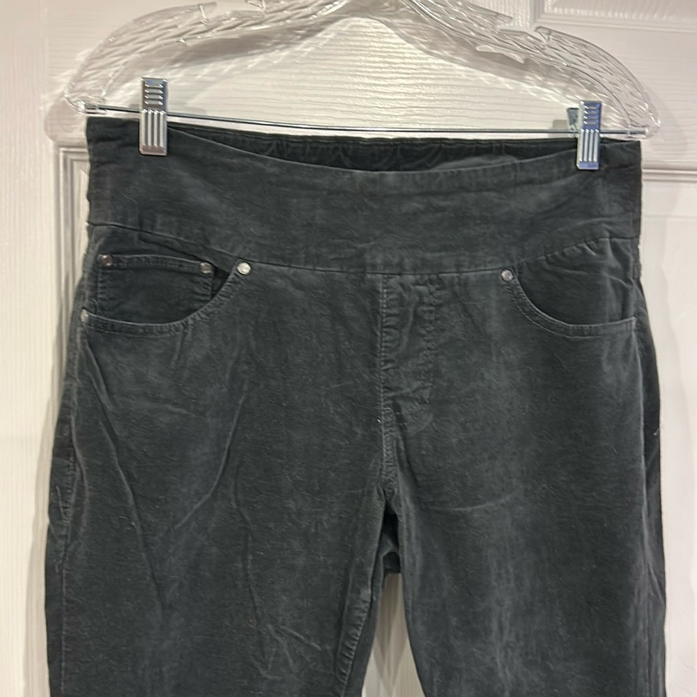 Gray, jag jeans, high-rise, skinny velvet, size 12 petite